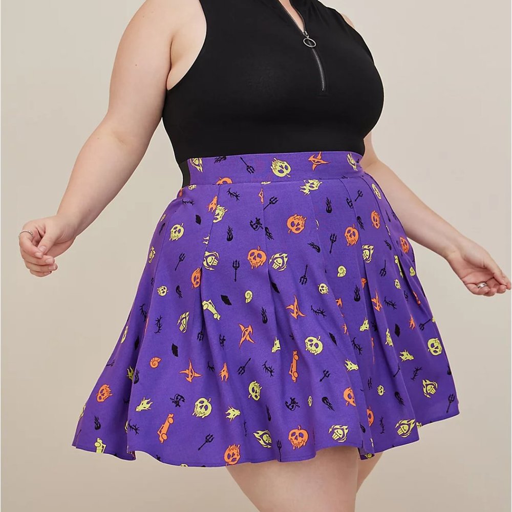 ❤️NWT TORRID DISNEY VILLAINS - HALLOWEEN SKULLS MAGIC MONSTER SKIRT 1X
